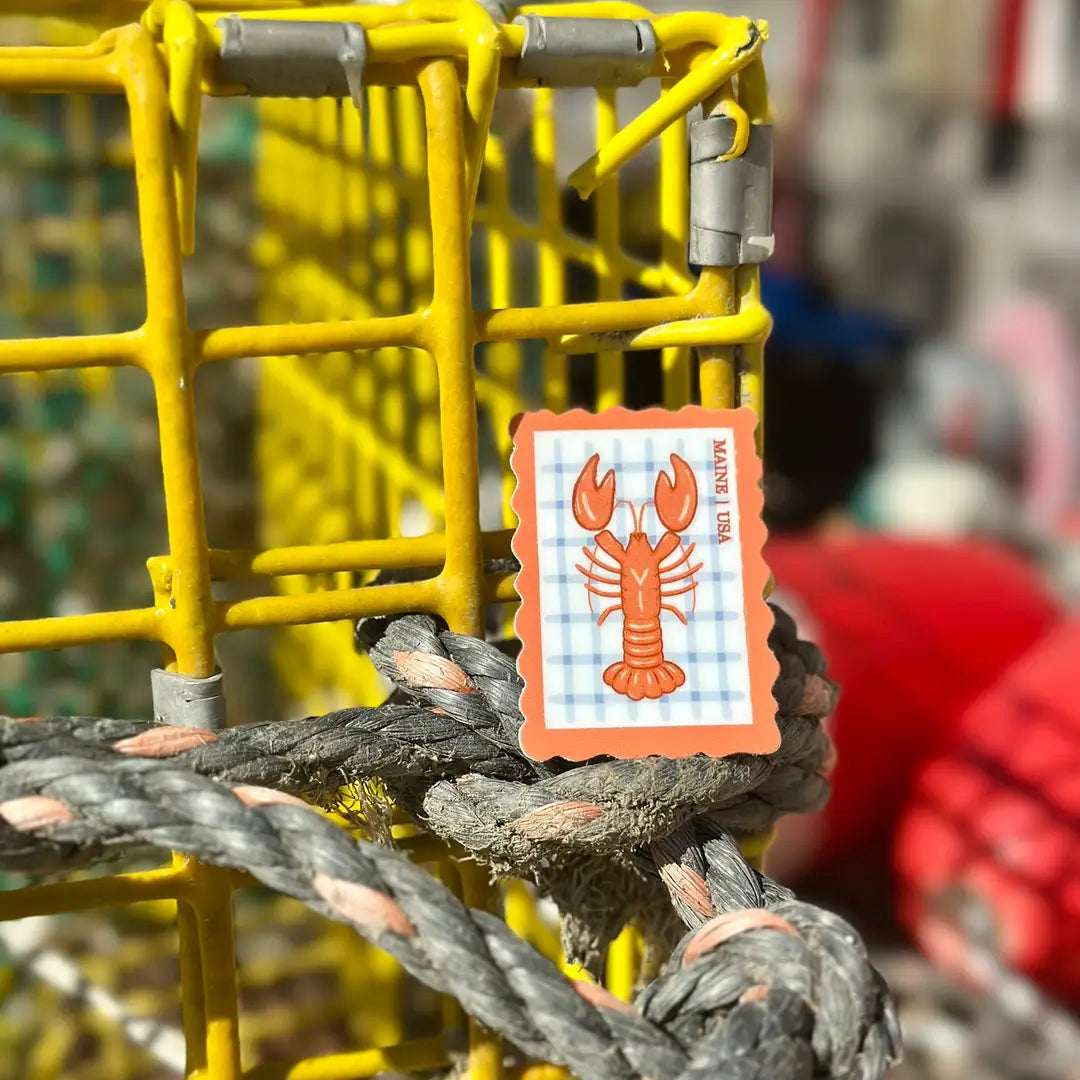 Lobster Postage Stamp Sticker - Reclaimed Maine