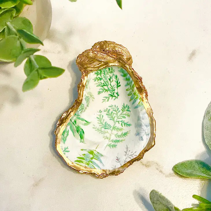 Wild Greenery Oyster Trinket Dish - Alison Brooke Designs | Handmade in Maine