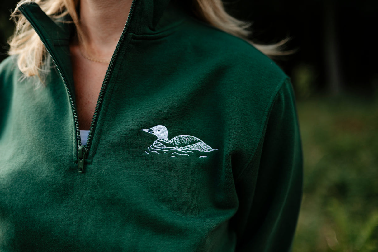 The Woods Maine® Loon Embroidered Adult Quarter Zip