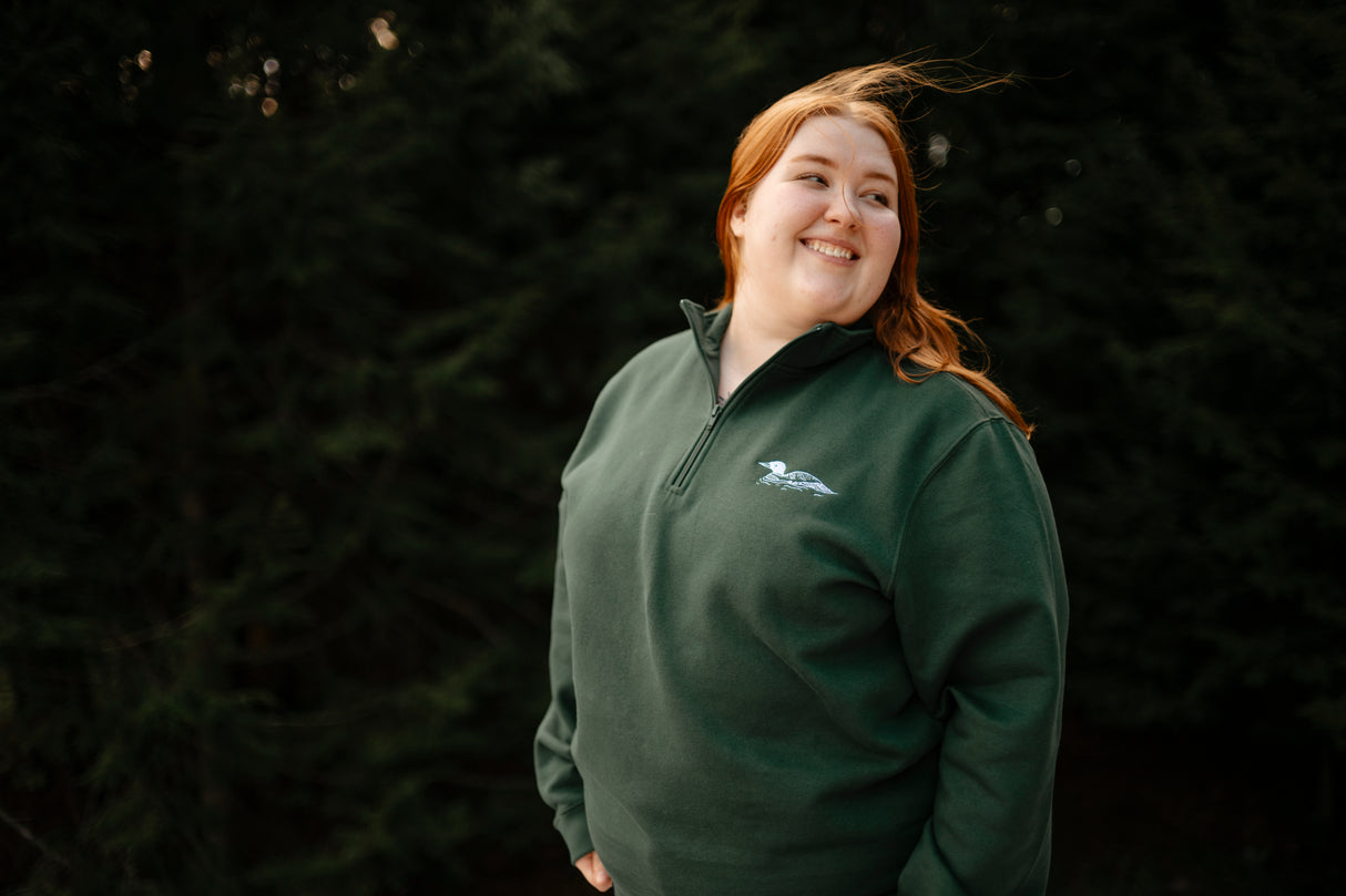 The Woods Maine® Loon Embroidered Adult Quarter Zip