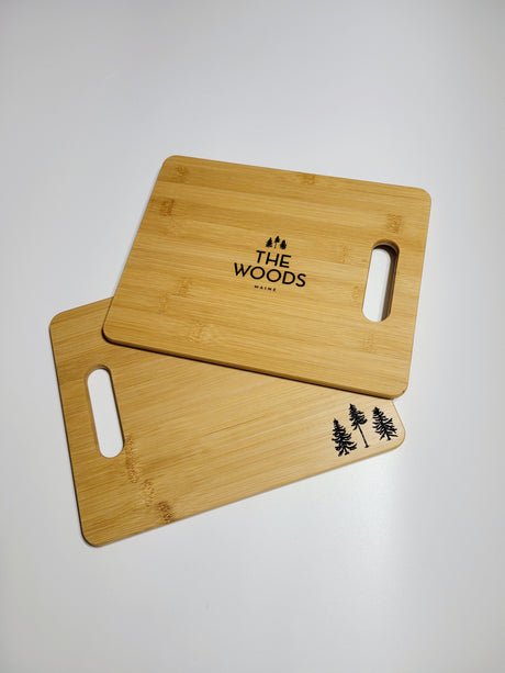 BUNDLE: The Woods Maine: Three Pines® Bamboo Coasters and Large Bamboo Cutting Board