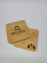 BUNDLE: The Woods Maine: Three Pines® Bamboo Coasters and Large Bamboo Cutting Board
