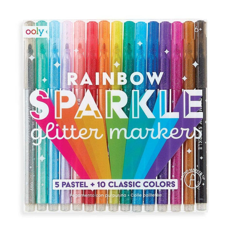 Rainbow Sparkle Glitter Markers - Ooly