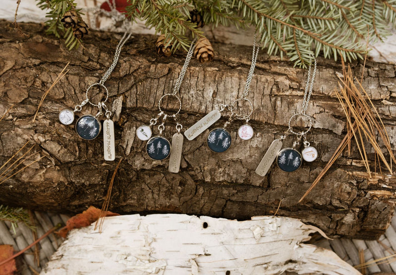 The Woods Maine® Three Charm Necklace by CHART Metalworks (5 Options Available)