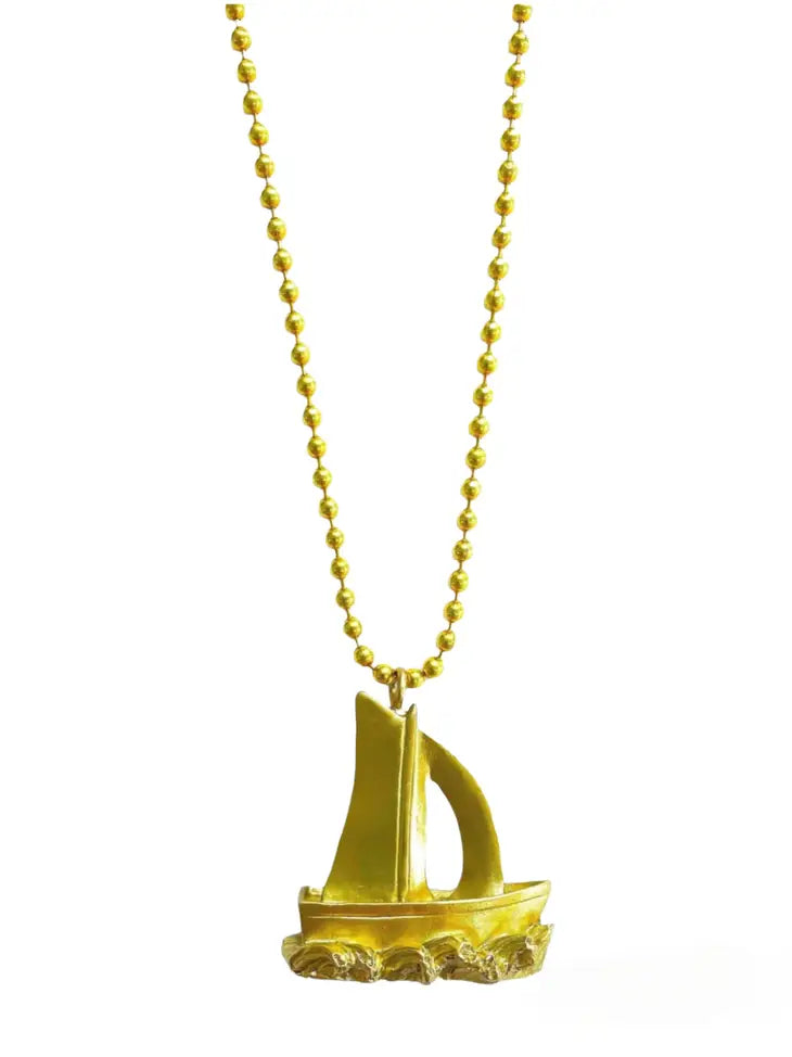 Gold Sail Boat Necklace -  Gunner & Lux
