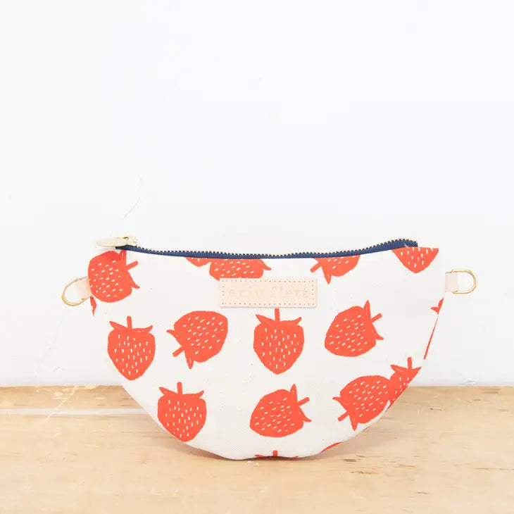 Strawberries Small Half Moon Bag - Erin Flett