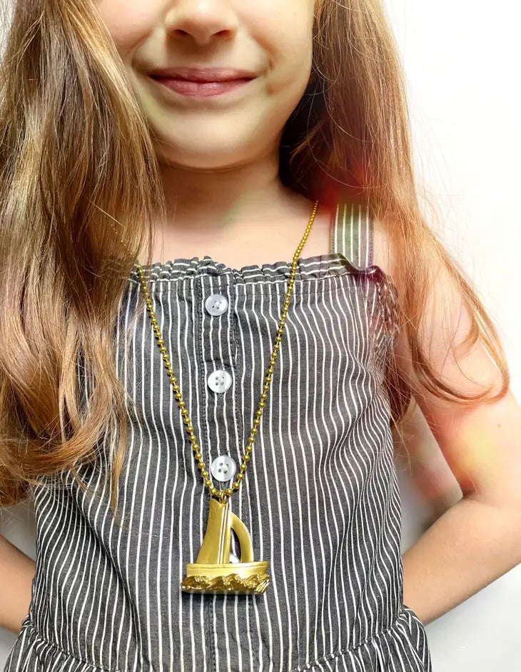 Gold Sail Boat Necklace -  Gunner & Lux