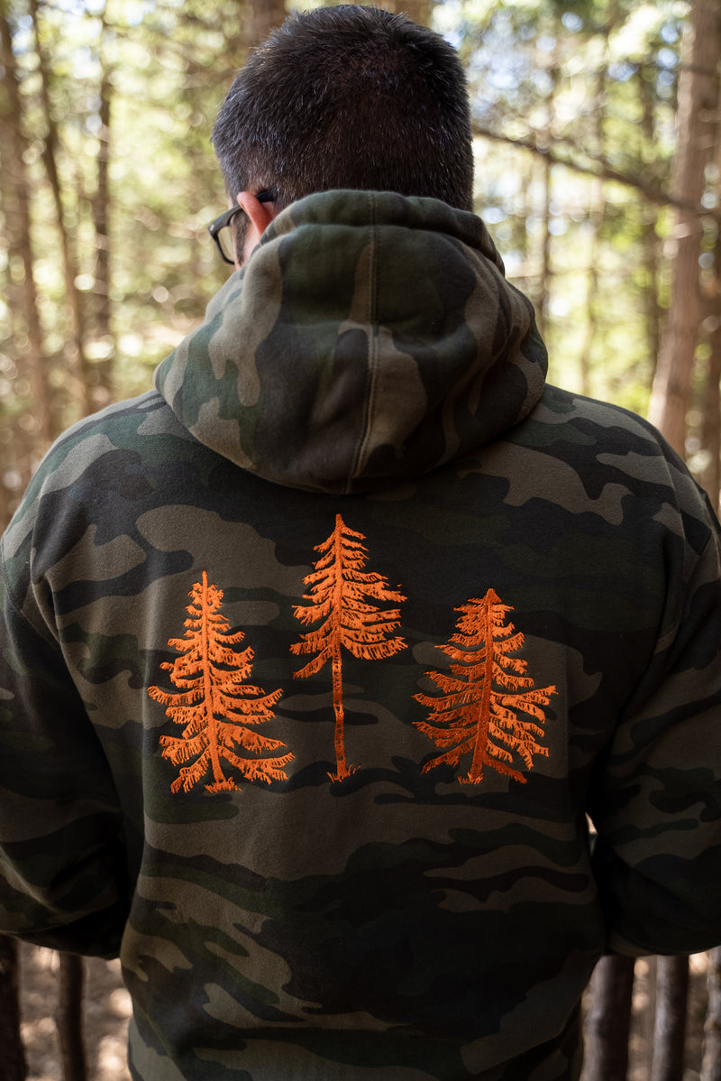 The Woods Maine® Embroidered Blaze Pines Camo Zip Maine Hoodie