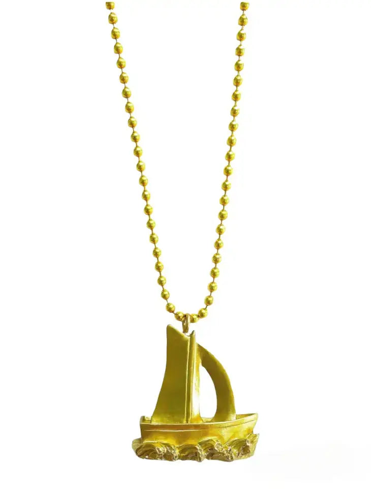 Gold Sail Boat Necklace -  Gunner & Lux - The Woods Maine