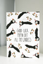 Good Luck Puffin Candles Birthday Card - S&D - The Woods Maine