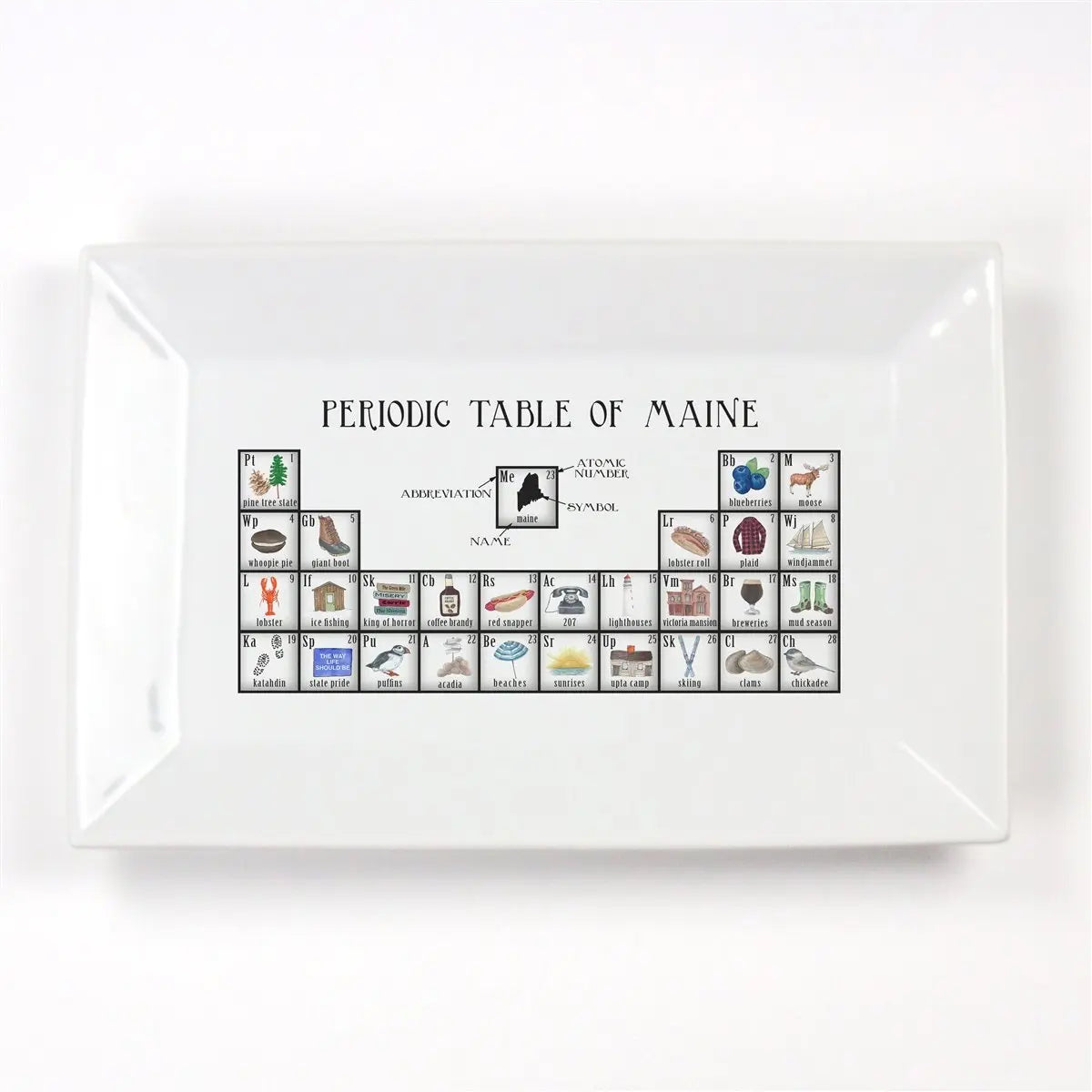 Maine Periodic Table Porcelain Platter - Dishique - The Woods Maine