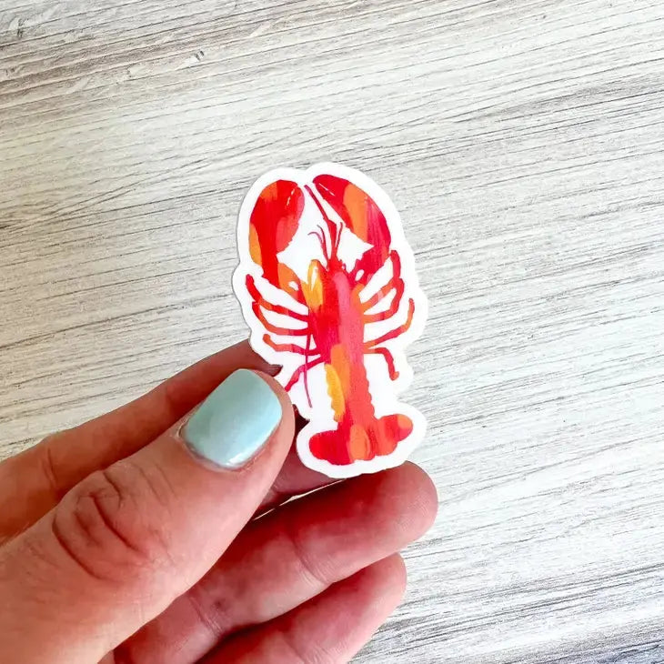Mini Pink and Yellow Lobster Sticker - Gert & Co - The Woods Maine
