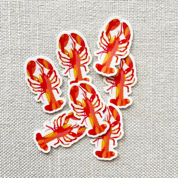 Mini Pink and Yellow Lobster Sticker - Gert & Co - The Woods Maine