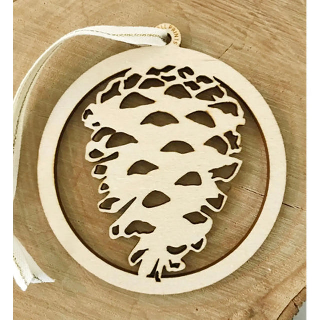 Pinecone Wood Ornament - Kimball Prints - The Woods Maine