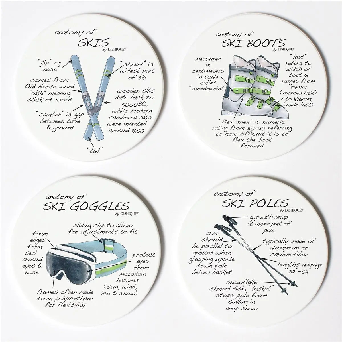 Skiing Anatomy Coasters - Dishique - The Woods Maine
