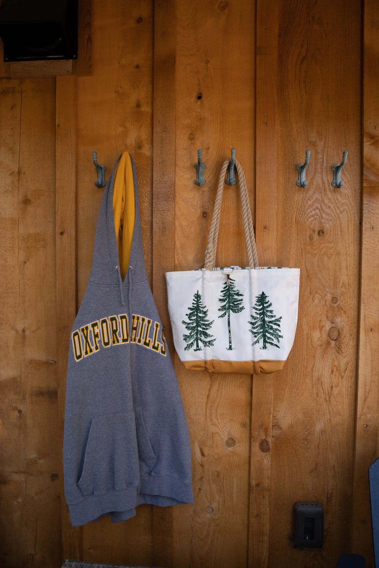 The Woods Maine:  Three Pines®  Forest Lined Handbag with Clasp by Sea Bags® - The Woods Maine