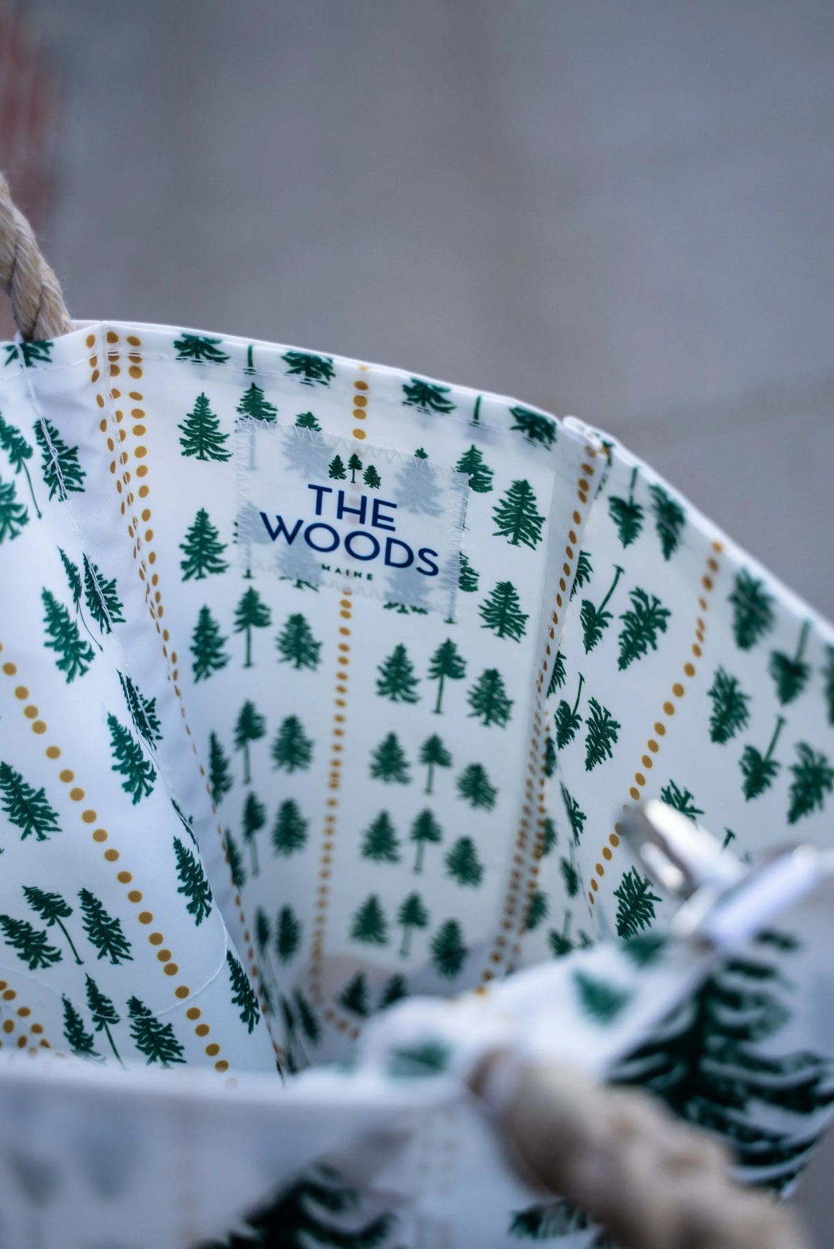 The Woods Maine:  Three Pines®  Forest Lined Handbag with Clasp by Sea Bags® - The Woods Maine