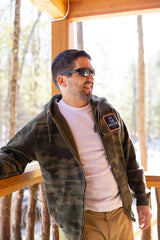 The Woods Maine® Embroidered Blaze Pines Camo Zip Maine Hoodie - The Woods Maine