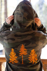 The Woods Maine® Embroidered Blaze Pines Camo Zip Maine Hoodie - The Woods Maine