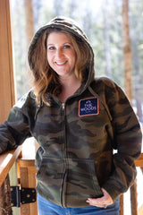 The Woods Maine® Embroidered Blaze Pines Camo Zip Maine Hoodie - The Woods Maine
