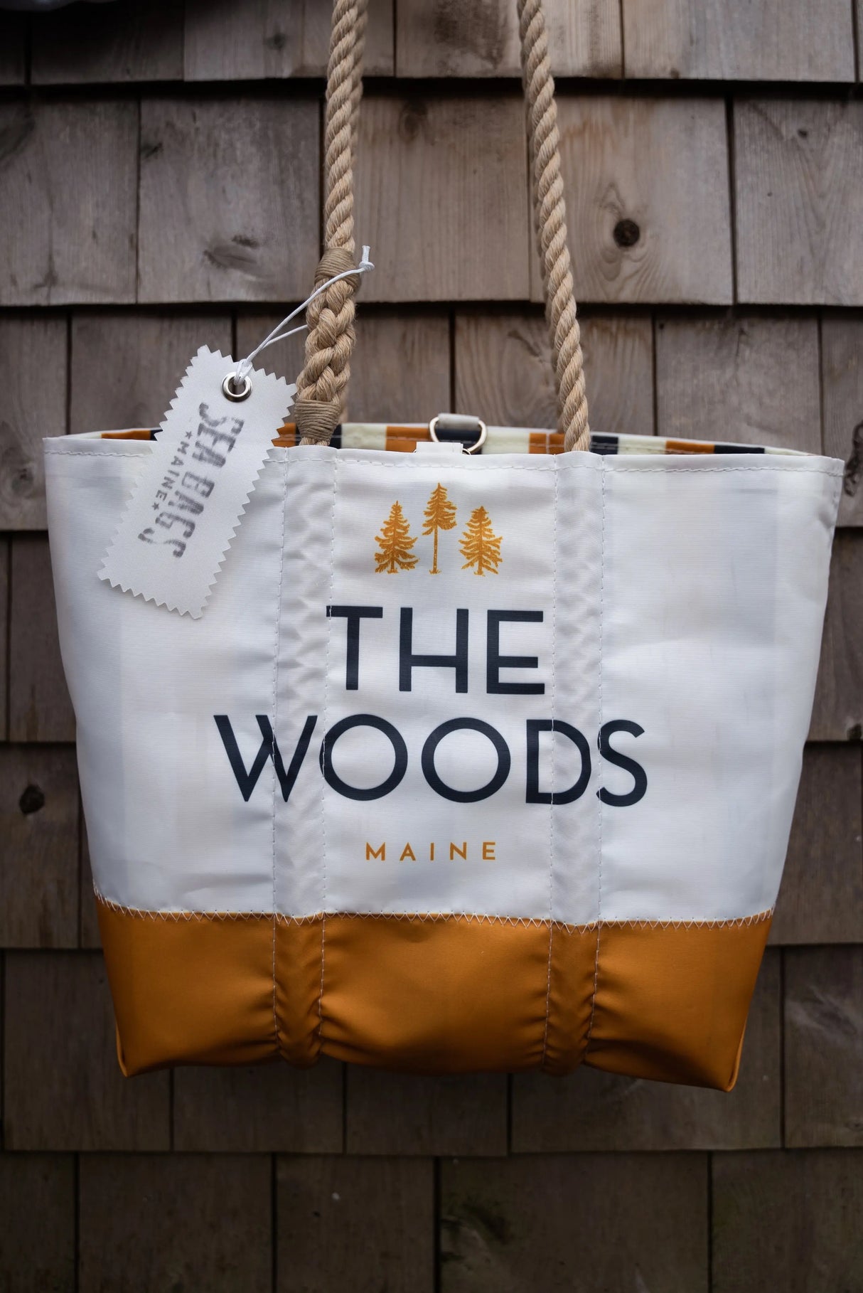The Woods Maine® Medium Sea Bags® Tote with Pinstriped Liner and Clasp - The Woods Maine