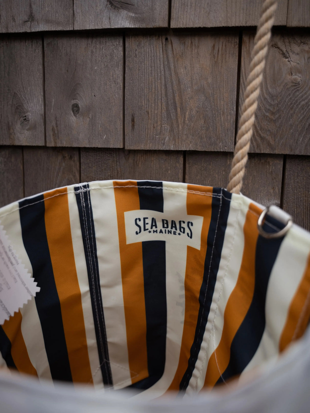 The Woods Maine® Medium Sea Bags® Tote with Pinstriped Liner and Clasp - The Woods Maine