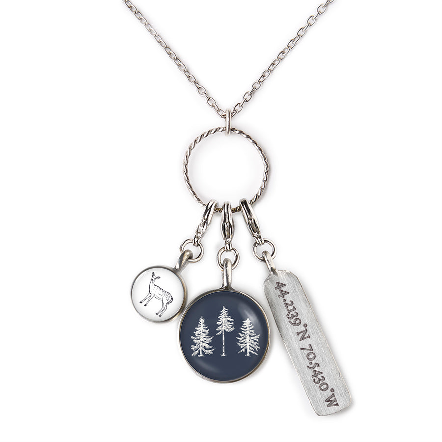 The Woods Maine® Deer Charm Necklace by CHART Metalworks