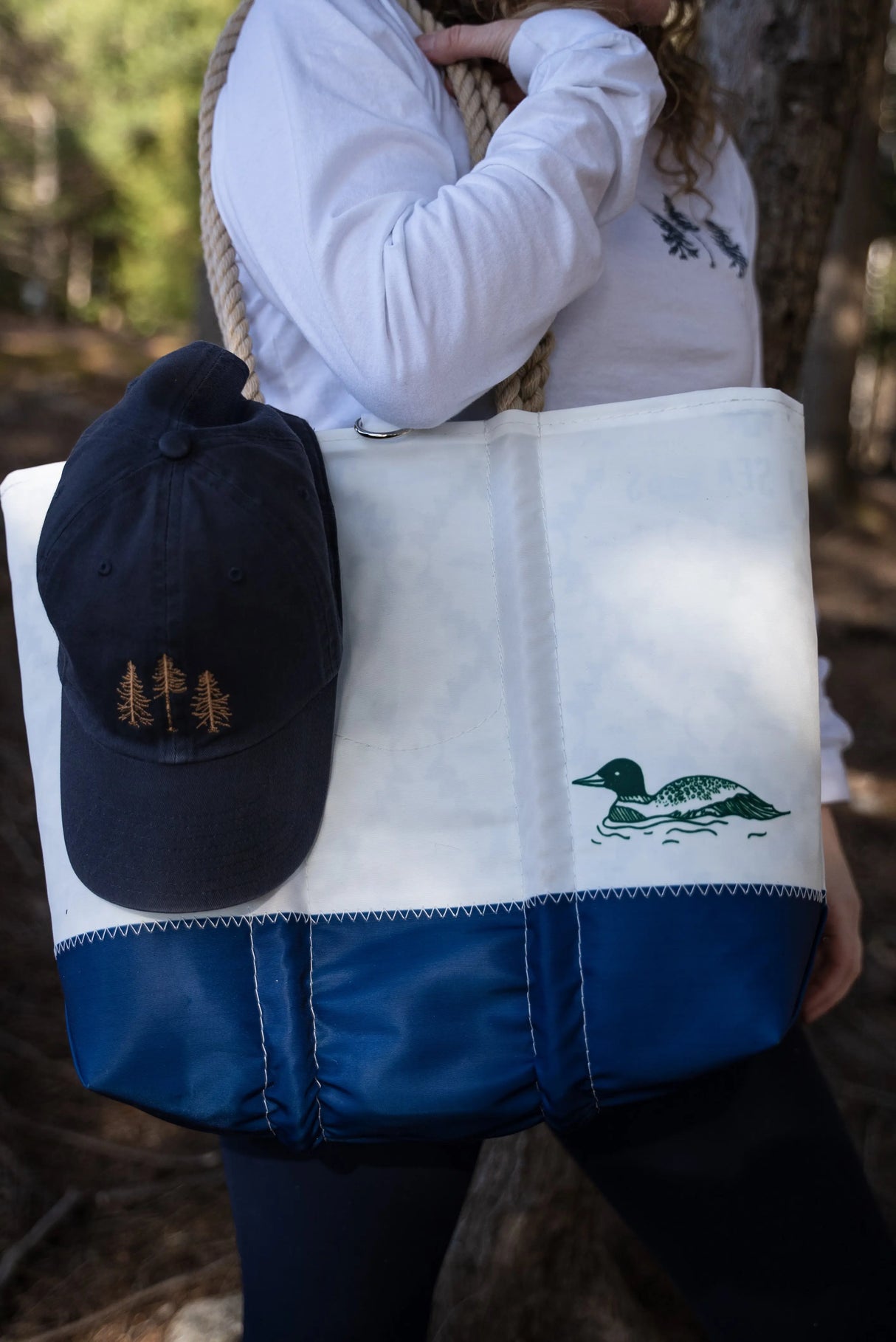 Three Pines: Loon Lined Sea Bags® Medium Tote with Clasp - The Woods Maine