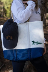 Three Pines: Loon Lined Sea Bags® Medium Tote with Clasp - The Woods Maine
