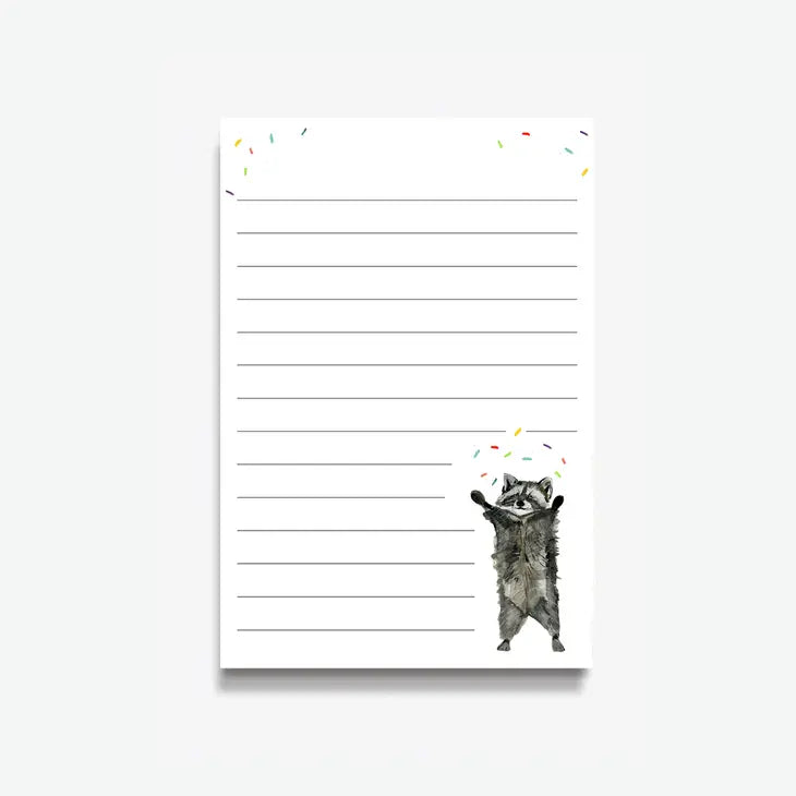 Confetti Racoon Notepad - Emmy + Olly | Maine Made