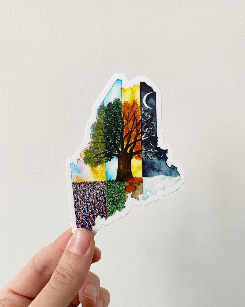 Four Seasons of Maine Sticker - Elizabeth and Oreo