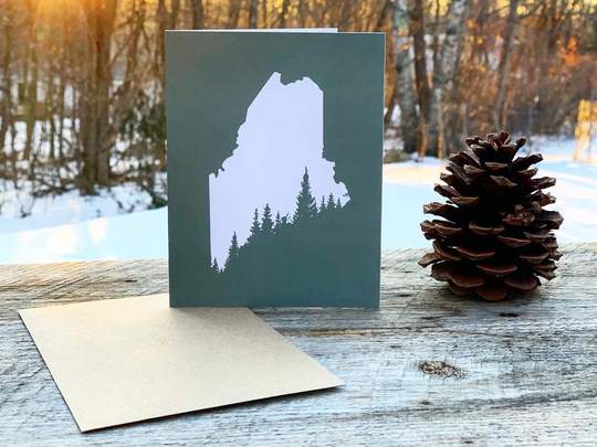 Maine Pine Tree Coast Greeting Card - Reclaimed Maine