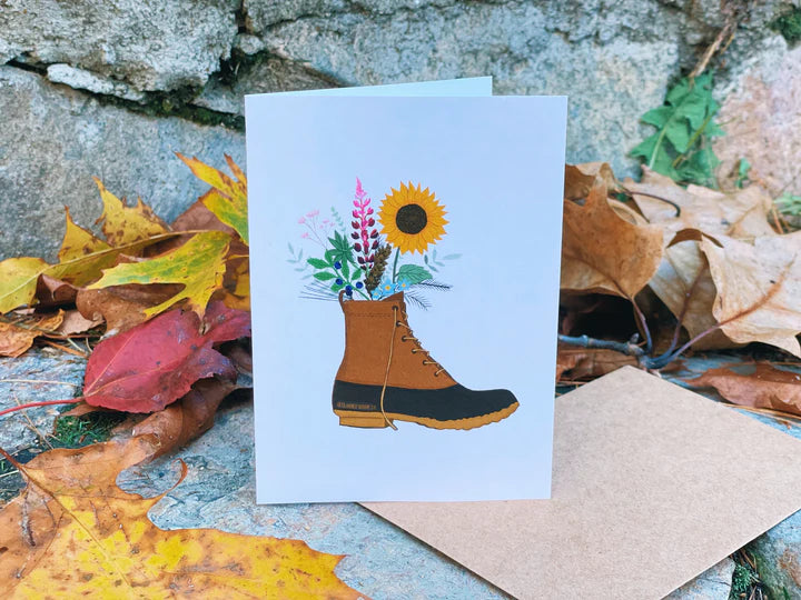 Maine Boot Bouquet Greeting Card - Reclaimed Maine
