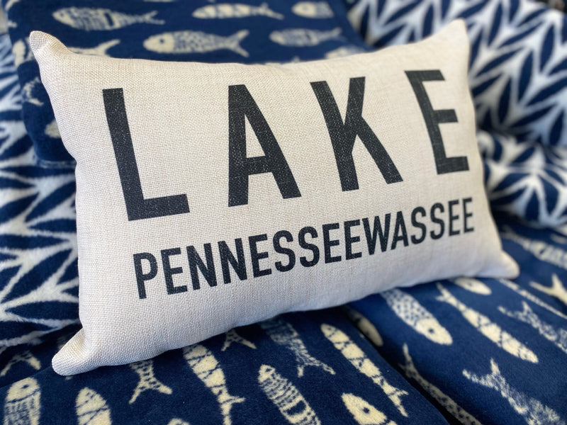 Lake Pennesseewassee 12 x18 Pillow by 521 Handmade